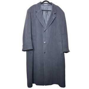 Vintage Weatherproof Long Trench Cashmere Wool Winter Black Overcoat Sz 52 or XL